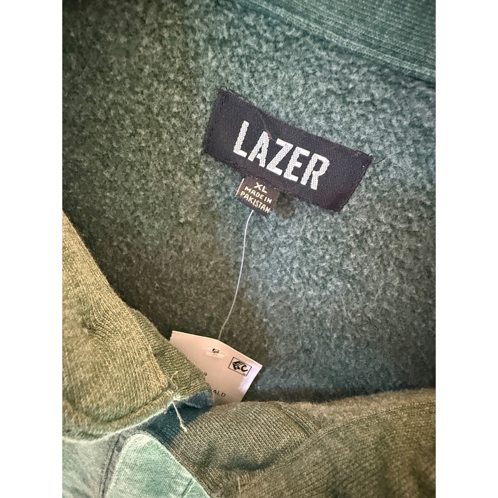 Lazer Mens Relaxed Fit Button Front Burnt Fleece‎ Shirt Jacket Deep Emerald XL - Picture 6 of 11